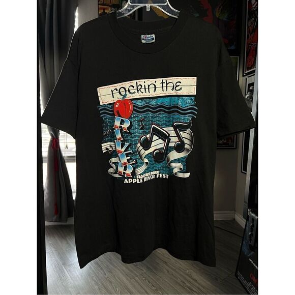 Vintage 80s Rockin The Apple River Fest Tee - Picture 1 of 4